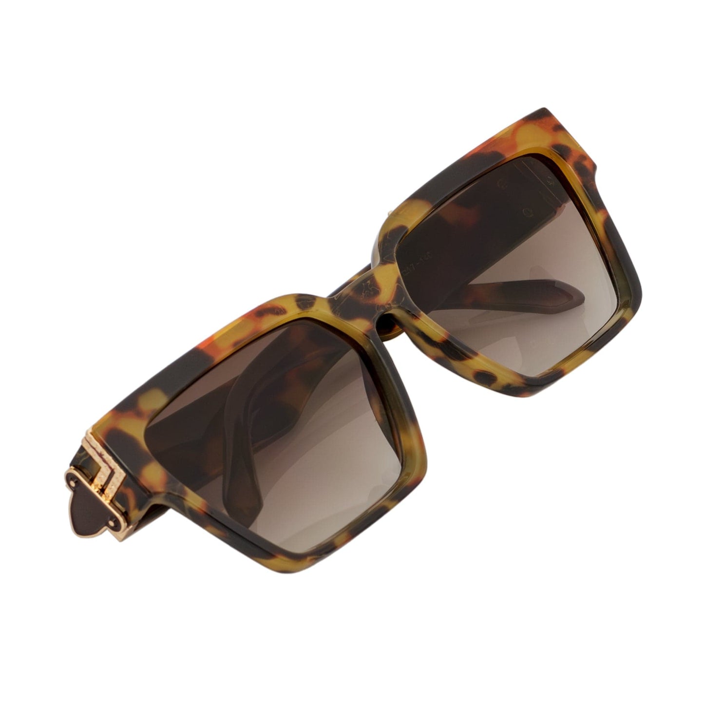 GUAP - High Fashion Metal Accent Square Sunglasses Tortoise-Gold Amber Fade