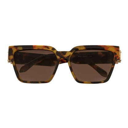 GUAP - High Fashion Metal Accent Square Sunglasses Tortoise-Gold Amber Fade