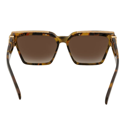 GUAP - High Fashion Metal Accent Square Sunglasses Tortoise-Gold Amber Fade
