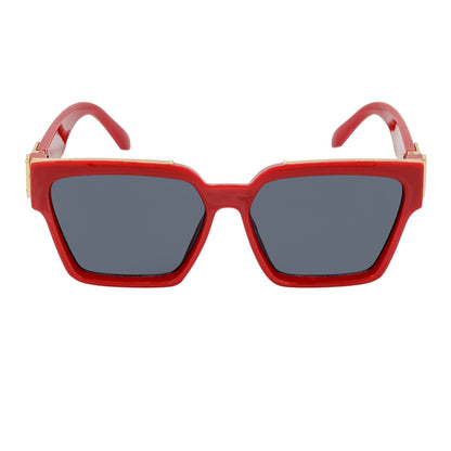 GUAP - Thick Square High Fashion Square Sunglasses Red-Gold Smoke Tint