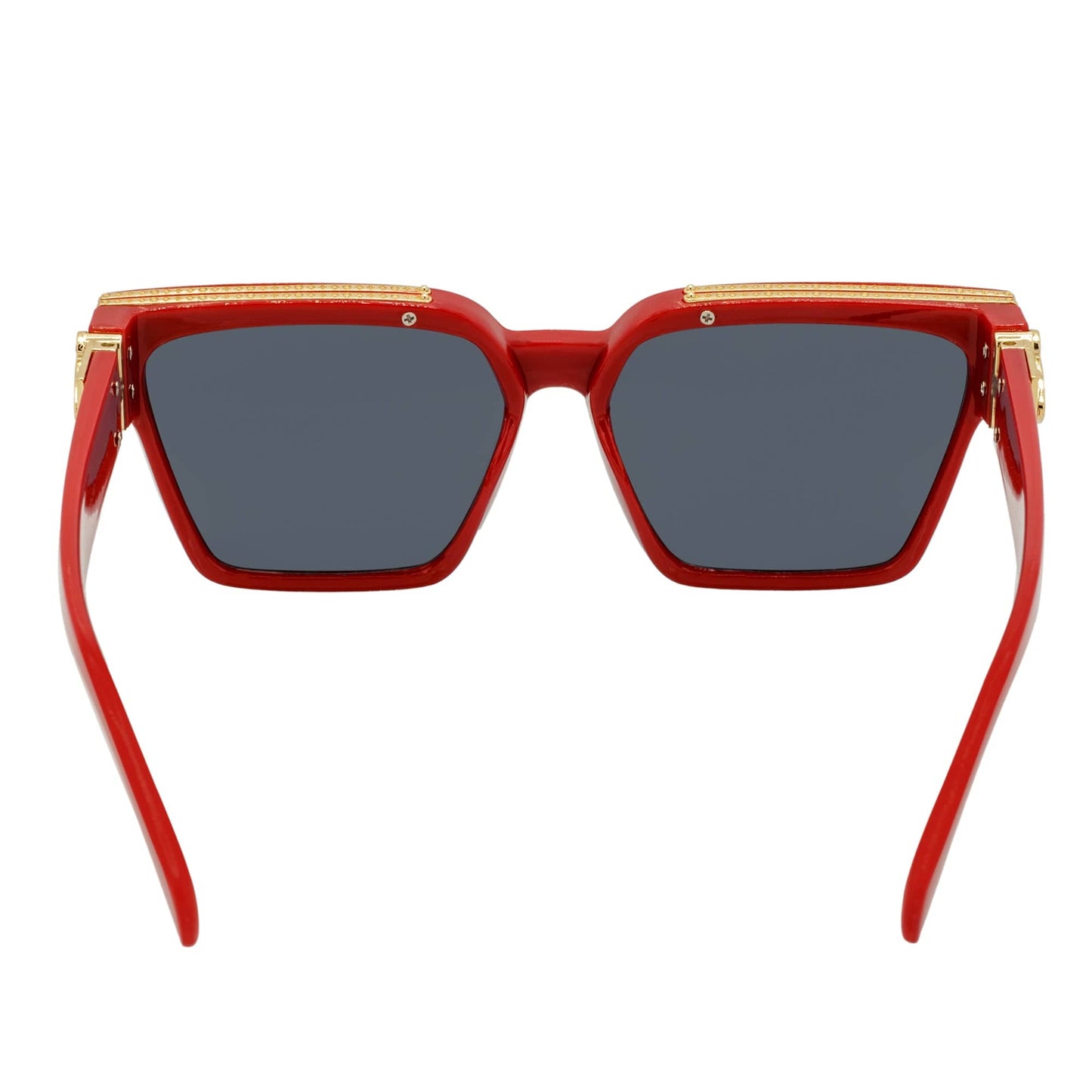 GUAP - Thick Square High Fashion Square Sunglasses Red-Gold Smoke Tint