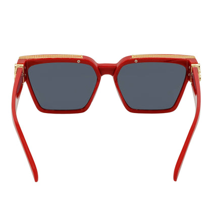 GUAP - Thick Square High Fashion Square Sunglasses Red-Gold Smoke Tint