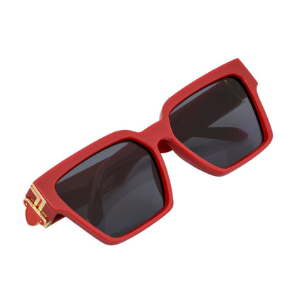 GUAP - Thick Square High Fashion Square Sunglasses Red-Gold Smoke Tint