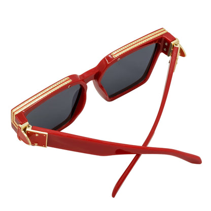 GUAP - Thick Square High Fashion Square Sunglasses Red-Gold Smoke Tint