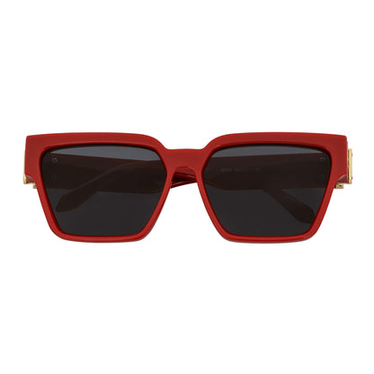 GUAP - Thick Square High Fashion Square Sunglasses Red-Gold Smoke Tint
