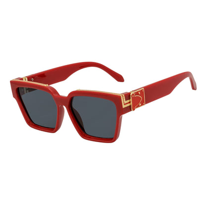GUAP - Thick Square High Fashion Square Sunglasses Red-Gold Smoke Tint