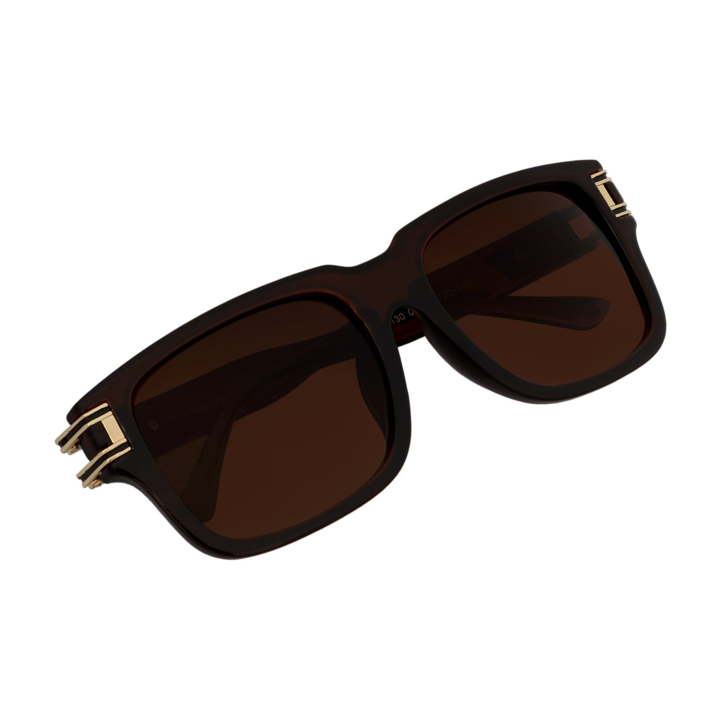 IMPERIAL - Square Two-Tone Metal Accent Square Sunglasses Clear Brown Amber Fade