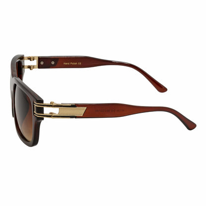 IMPERIAL - Square Two-Tone Metal Accent Square Sunglasses Clear Brown Amber Fade