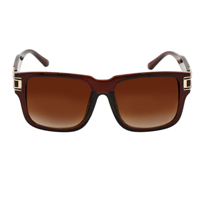 IMPERIAL - Square Two-Tone Metal Accent Square Sunglasses Clear Brown Amber Fade