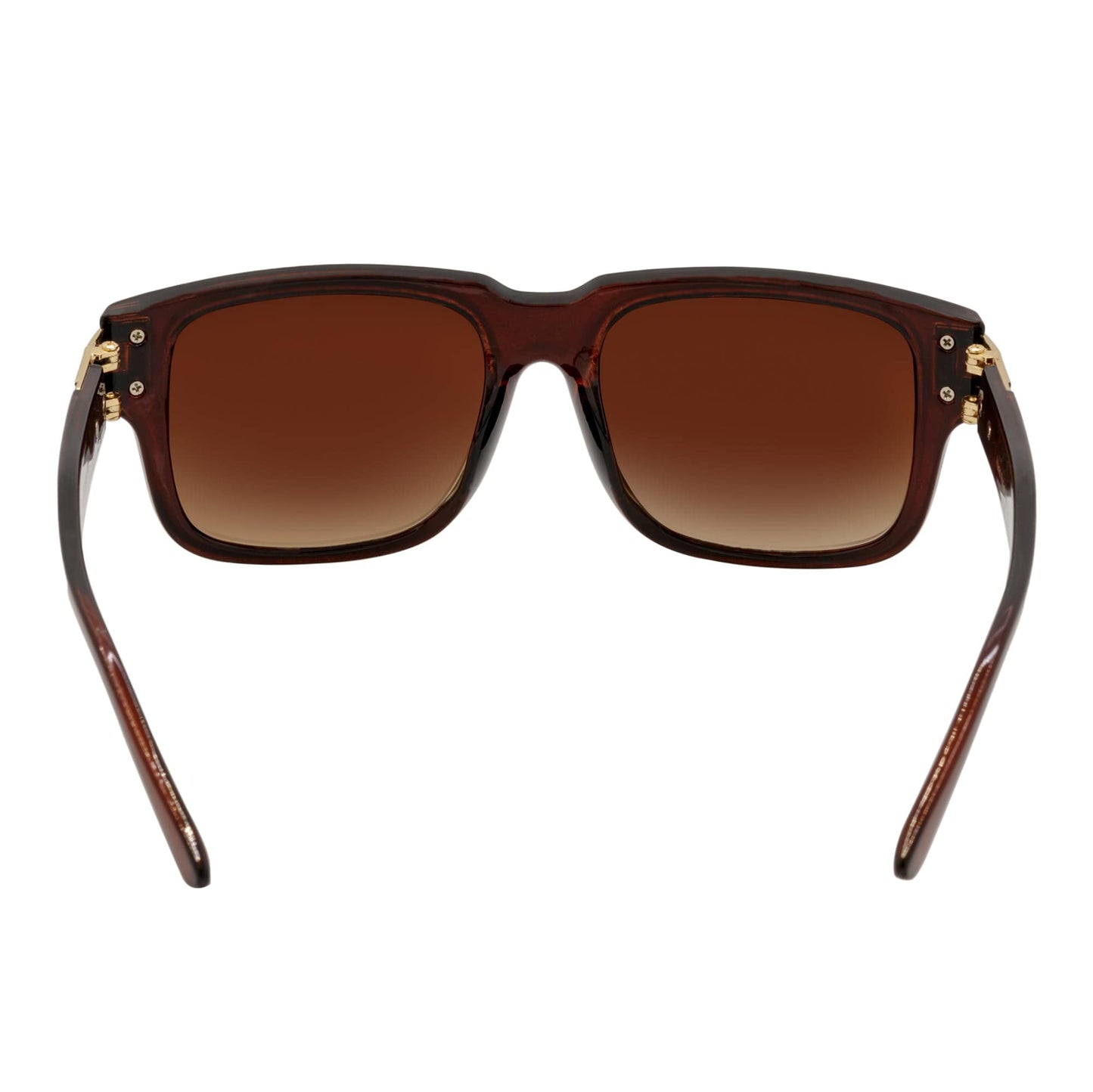 IMPERIAL - Square Two-Tone Metal Accent Square Sunglasses Clear Brown Amber Fade