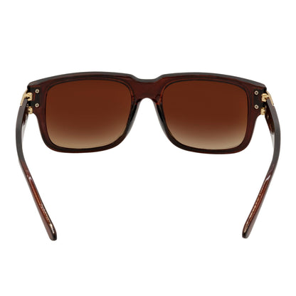 IMPERIAL - Square Two-Tone Metal Accent Square Sunglasses Clear Brown Amber Fade