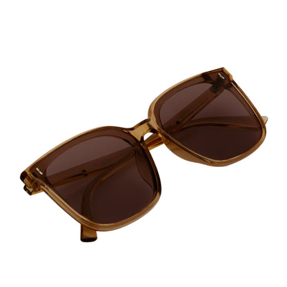 KARA - Polarized Womens Oversize Square Cat Eye Sunglasses Clear Brown Amber