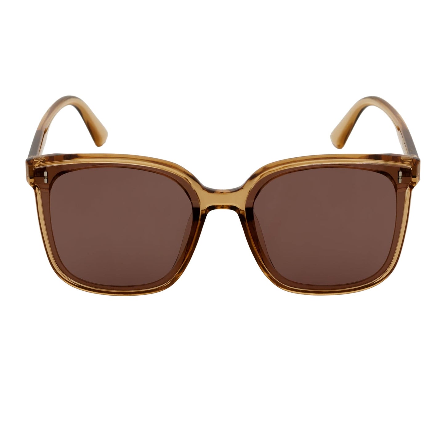KARA - Polarized Womens Oversize Square Cat Eye Sunglasses Clear Brown Amber