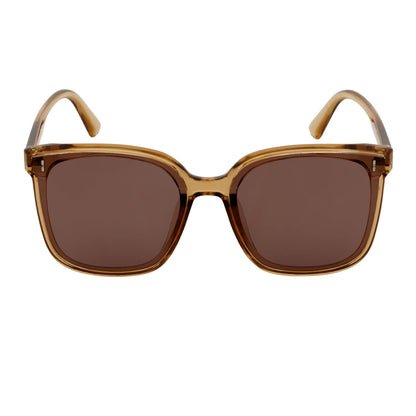 KARA - Polarized Womens Oversize Square Cat Eye Sunglasses Clear Brown Amber