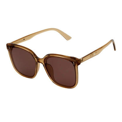 KARA - Polarized Womens Oversize Square Cat Eye Sunglasses Clear Brown Amber