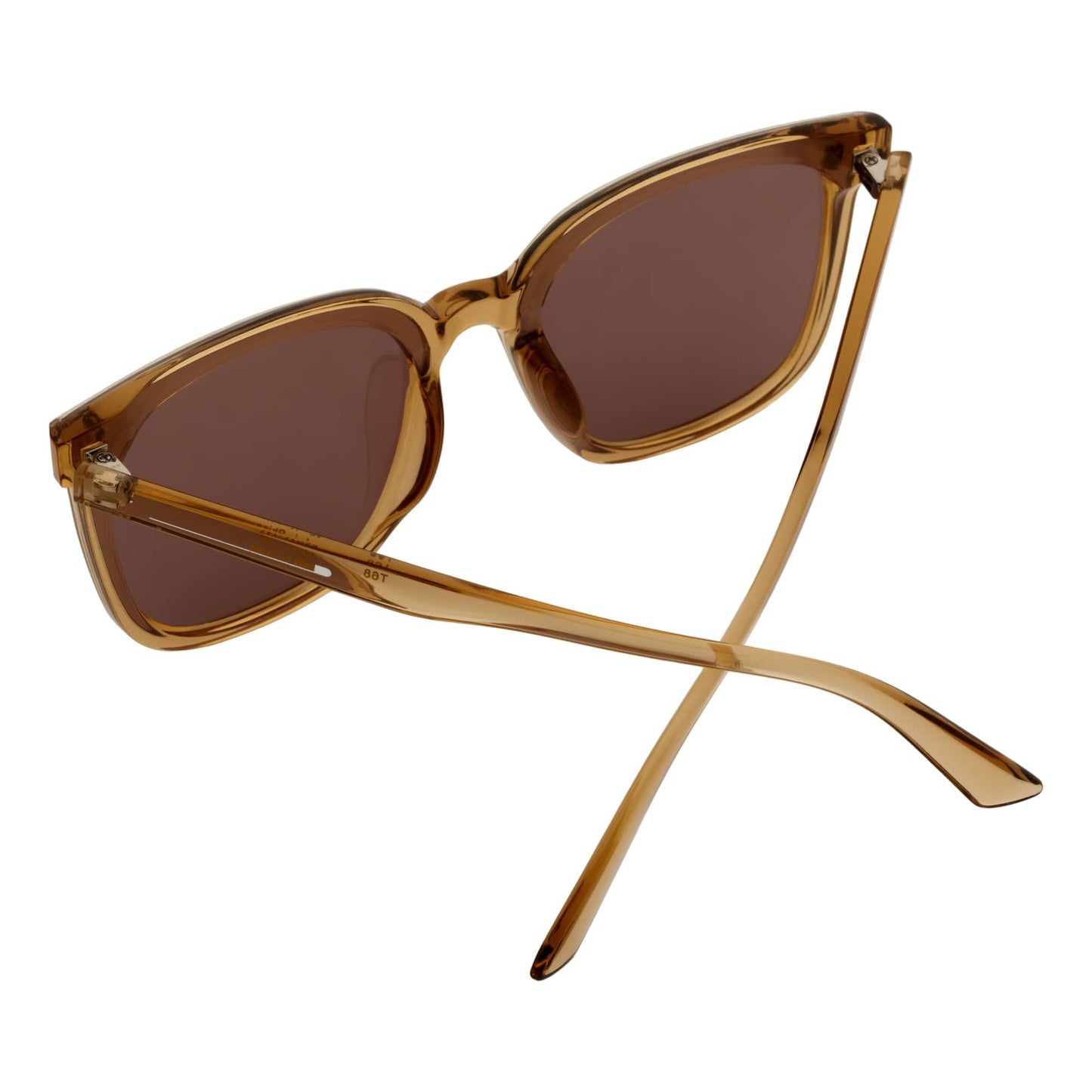 KARA - Polarized Womens Oversize Square Cat Eye Sunglasses Clear Brown Amber
