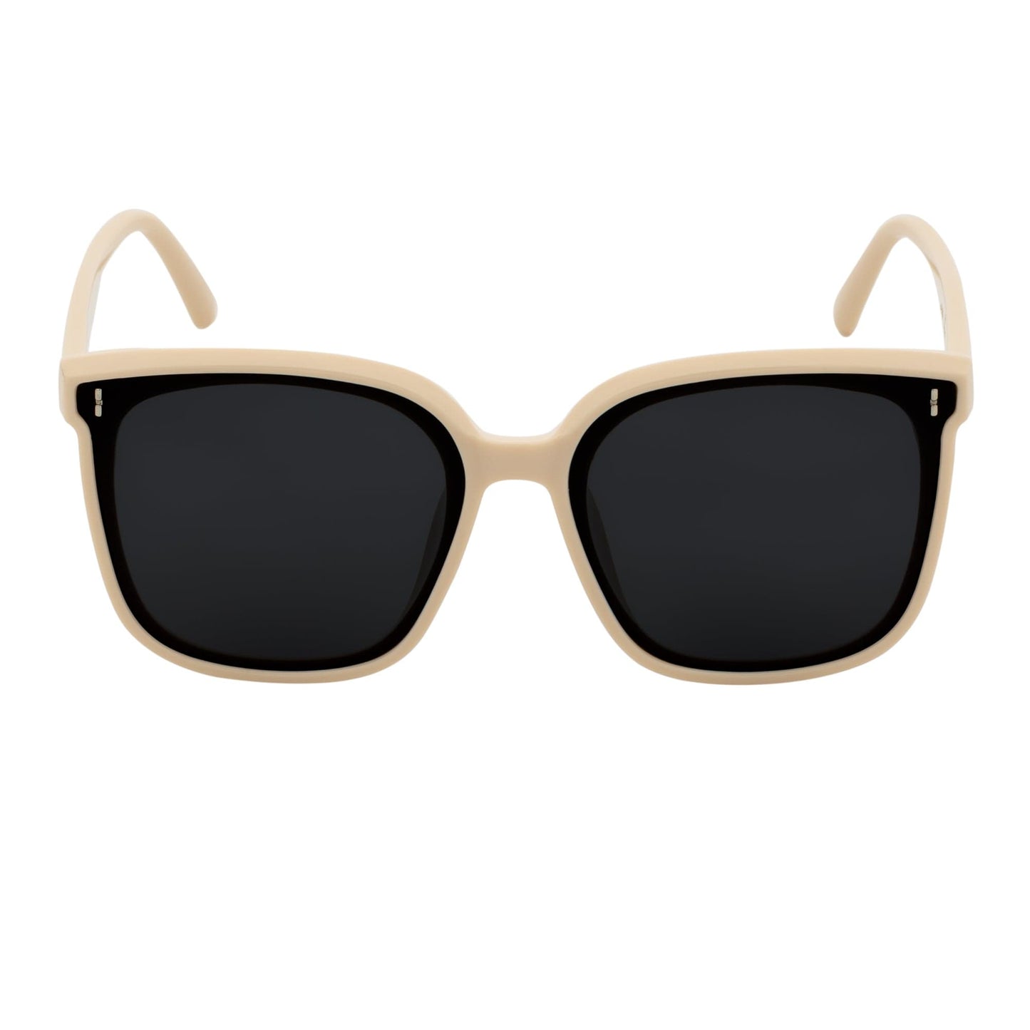 KARA - Polarized Womens Oversize Square Cat Eye Sunglasses Creme Smoke