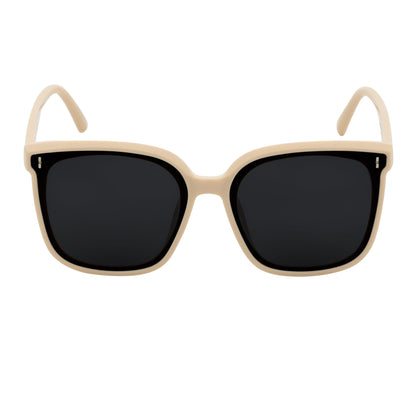 KARA - Polarized Womens Oversize Square Cat Eye Sunglasses Creme Smoke