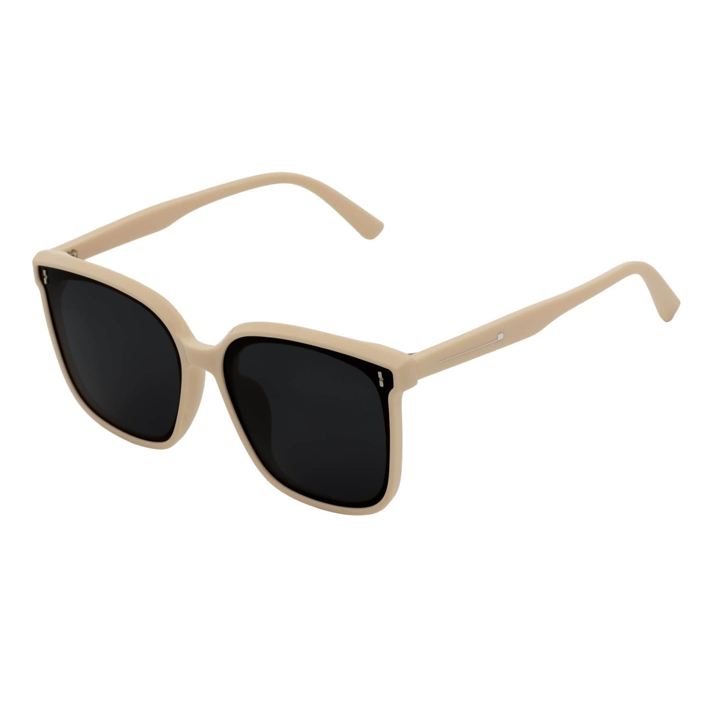 KARA - Polarized Womens Oversize Square Cat Eye Sunglasses Creme Smoke