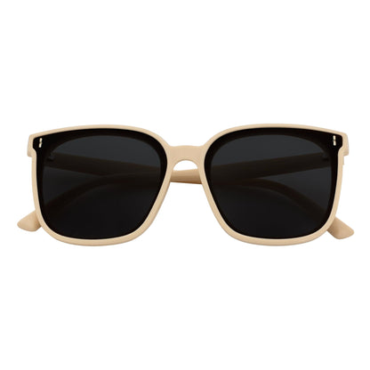 KARA - Polarized Womens Oversize Square Cat Eye Sunglasses Creme Smoke