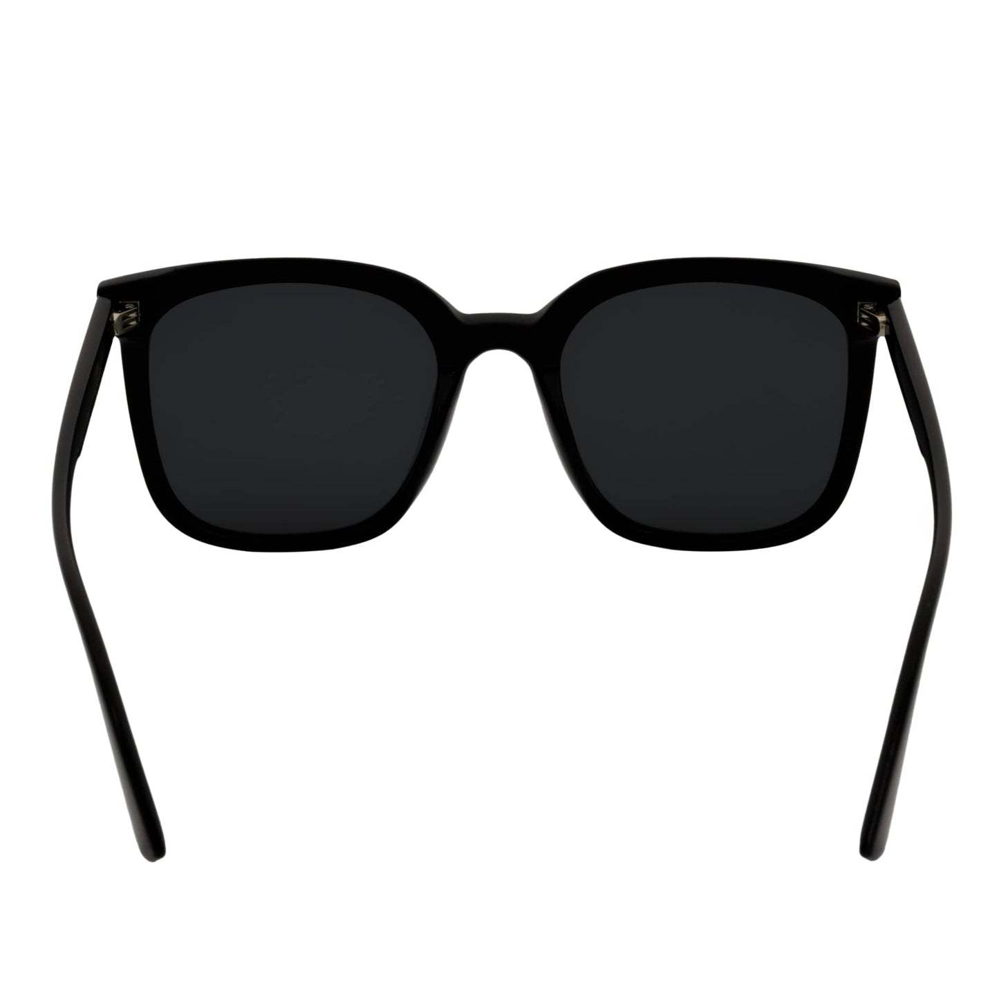 KARA - Polarized Womens Oversize Square Cat Eye Sunglasses Gloss Black Smoke