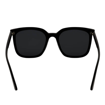 KARA - Polarized Womens Oversize Square Cat Eye Sunglasses Gloss Black Smoke