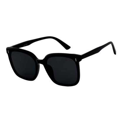 KATIE - Womens Polarized Oversize Square Cat-Eye Sunglasses Black Smoke