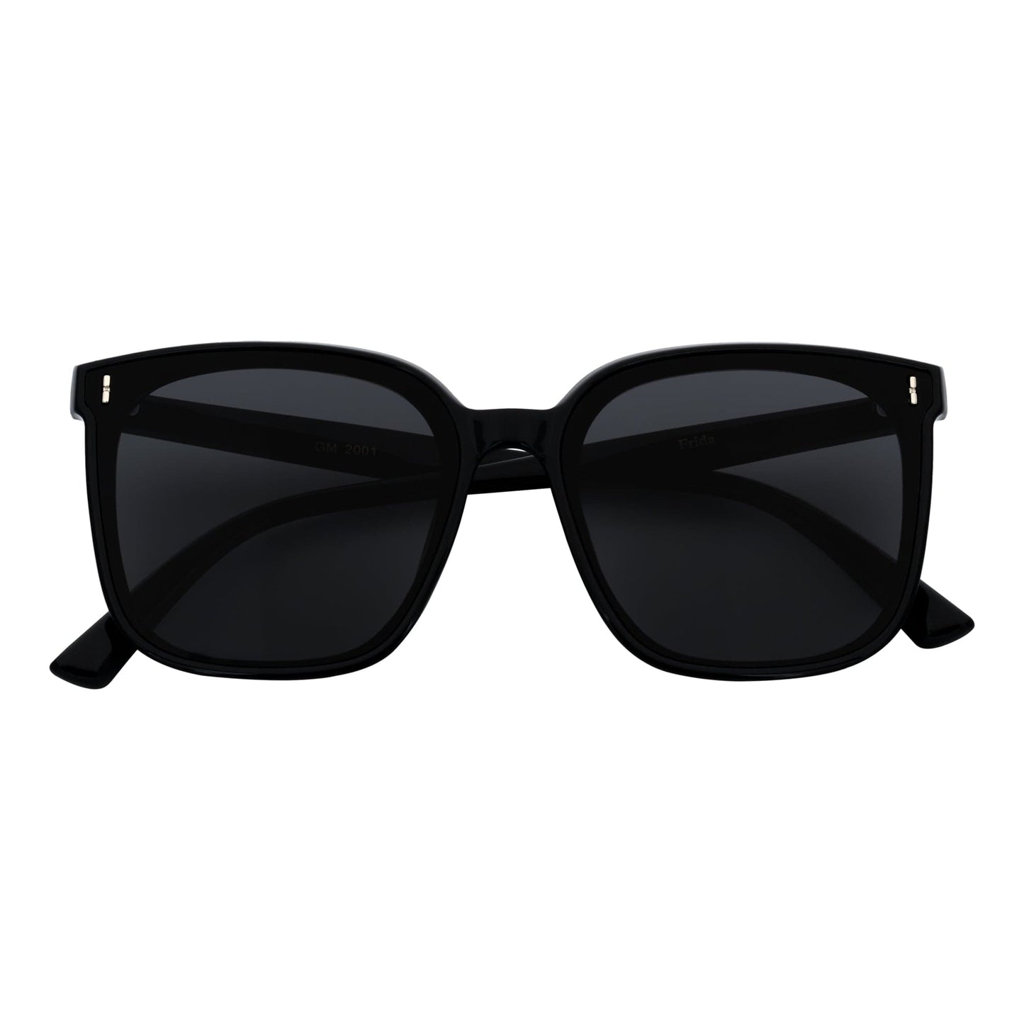KATIE - Womens Polarized Oversize Square Cat-Eye Sunglasses Black Smoke