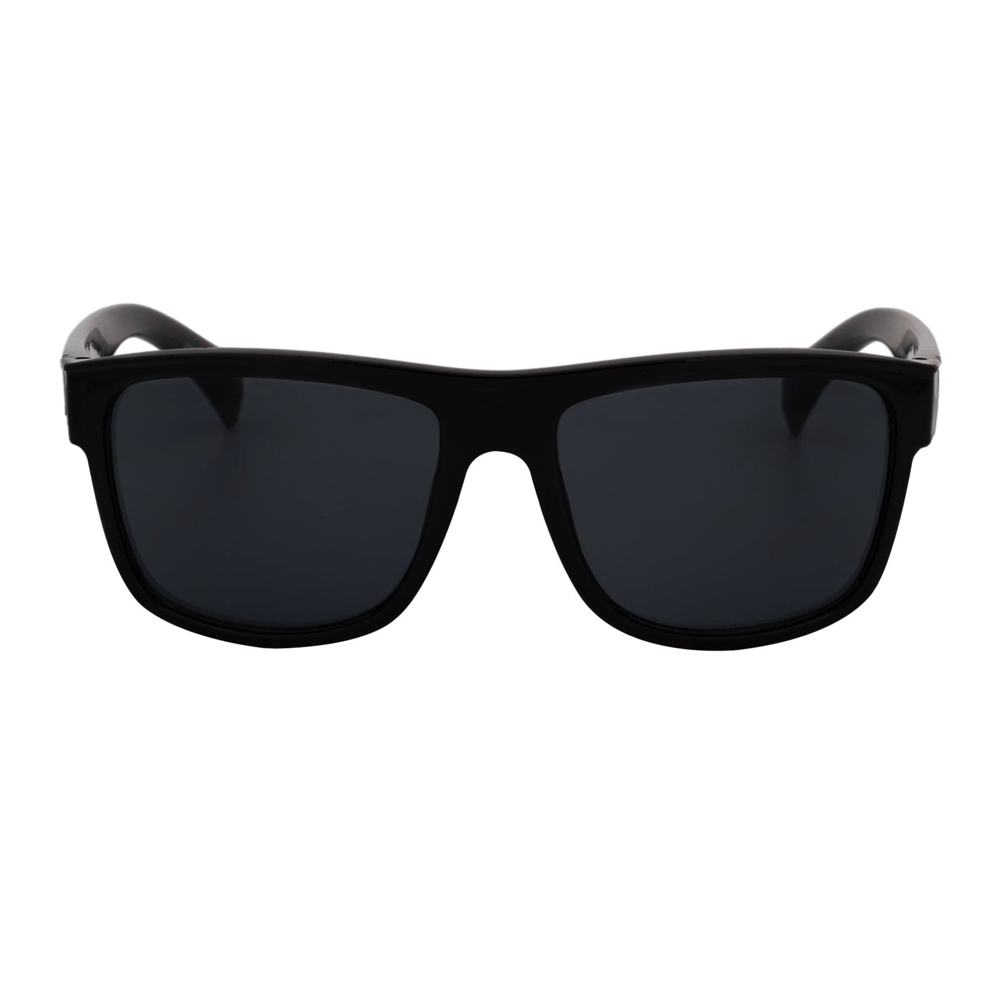 KENT - Modern Flat Top Horn Rimmed Sunglasses Gloss Black Dark Smoke Tint