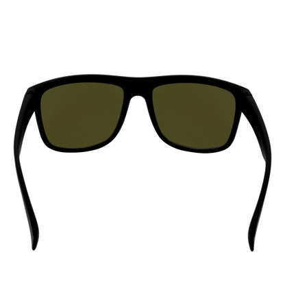 KENT - Modern Flat Top Horn Rimmed Sunglasses Matte Black Blue Mirror