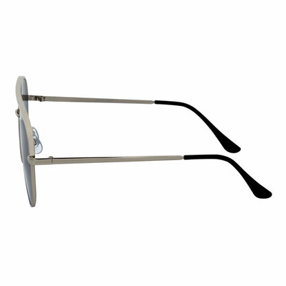 KEY - Oversize Flat Lens Metal Aviator Sunglasses Silver Lavender Blue