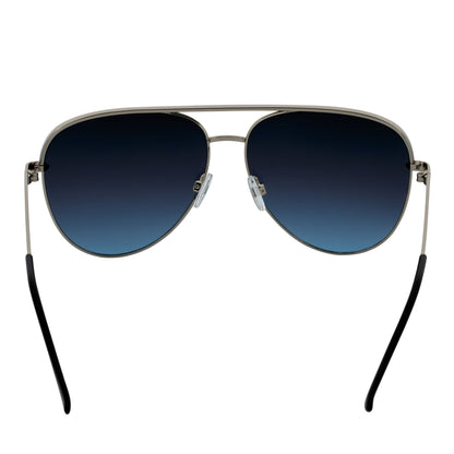 KEY - Oversize Flat Lens Metal Aviator Sunglasses Silver Lavender Blue