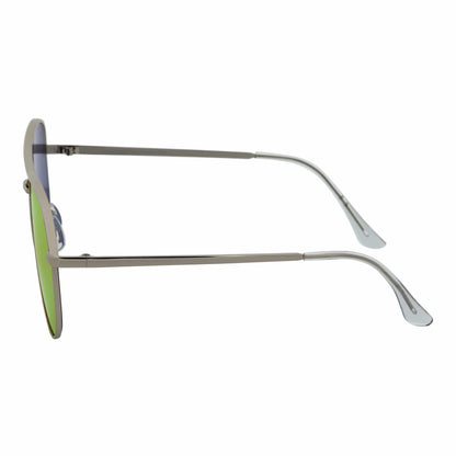 KEY - Oversize Large Flat Lens Metal Aviator Sunglasses Silver Orange Mirror
