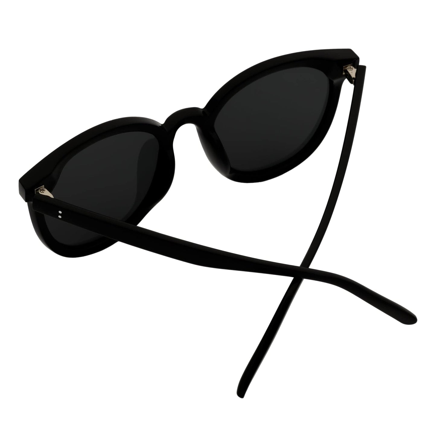 KYLEE - Polarized Womens Oversize 2 Pin Cat Eye Sunglasses Black Smoke