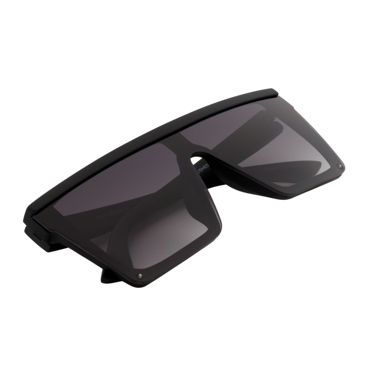 LAZER - Modern Flat Top Rimless Rectangle Sunglasses Soft Matte Black Lavender