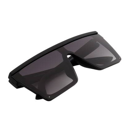 LAZER - Modern Flat Top Rimless Rectangle Sunglasses Soft Matte Black Lavender