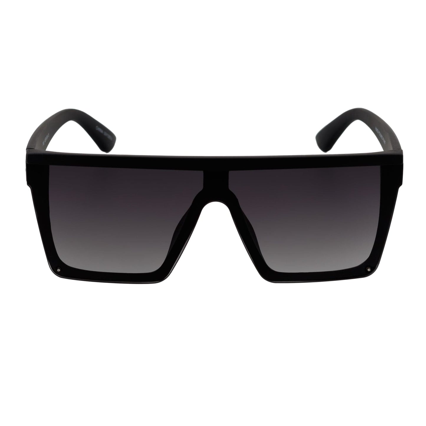 LAZER - Modern Flat Top Rimless Rectangle Sunglasses Soft Matte Black Lavender