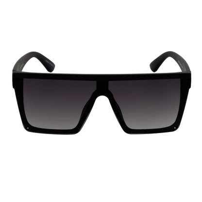 LAZER - Modern Flat Top Rimless Rectangle Sunglasses Soft Matte Black Lavender