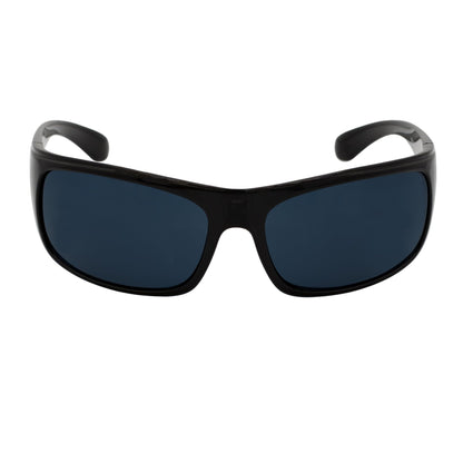 MACHADO - Modern Rectangle Sports Wraparound Sunglasses Gloss Black Dark Smoke