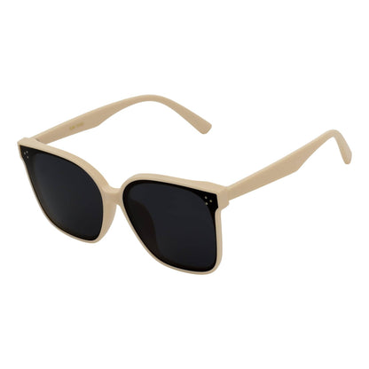 MIA - Polarized Womens Oversize 3 Pin Cat Eye Sunglasses Creme Smoke Tint