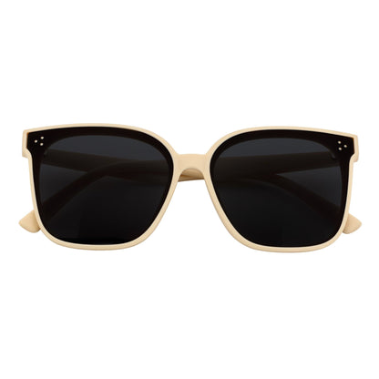 MIA - Polarized Womens Oversize 3 Pin Cat Eye Sunglasses Creme Smoke Tint