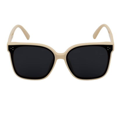 MIA - Polarized Womens Oversize 3 Pin Cat Eye Sunglasses Creme Smoke Tint