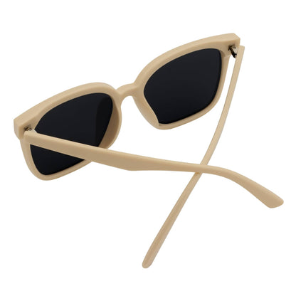 MIA - Polarized Womens Oversize 3 Pin Cat Eye Sunglasses Creme Smoke Tint