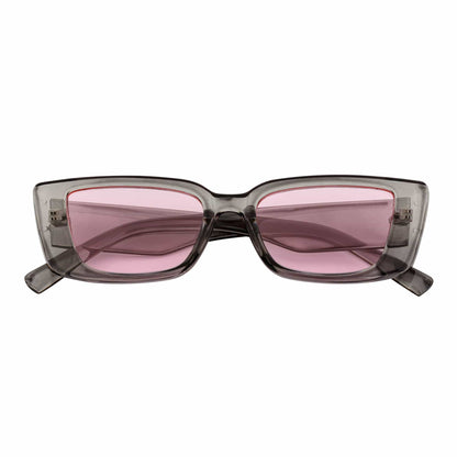 MODCAT - Small Cat Eye Rectangle Sunglasses 90s Fashion Clear Gray Pink