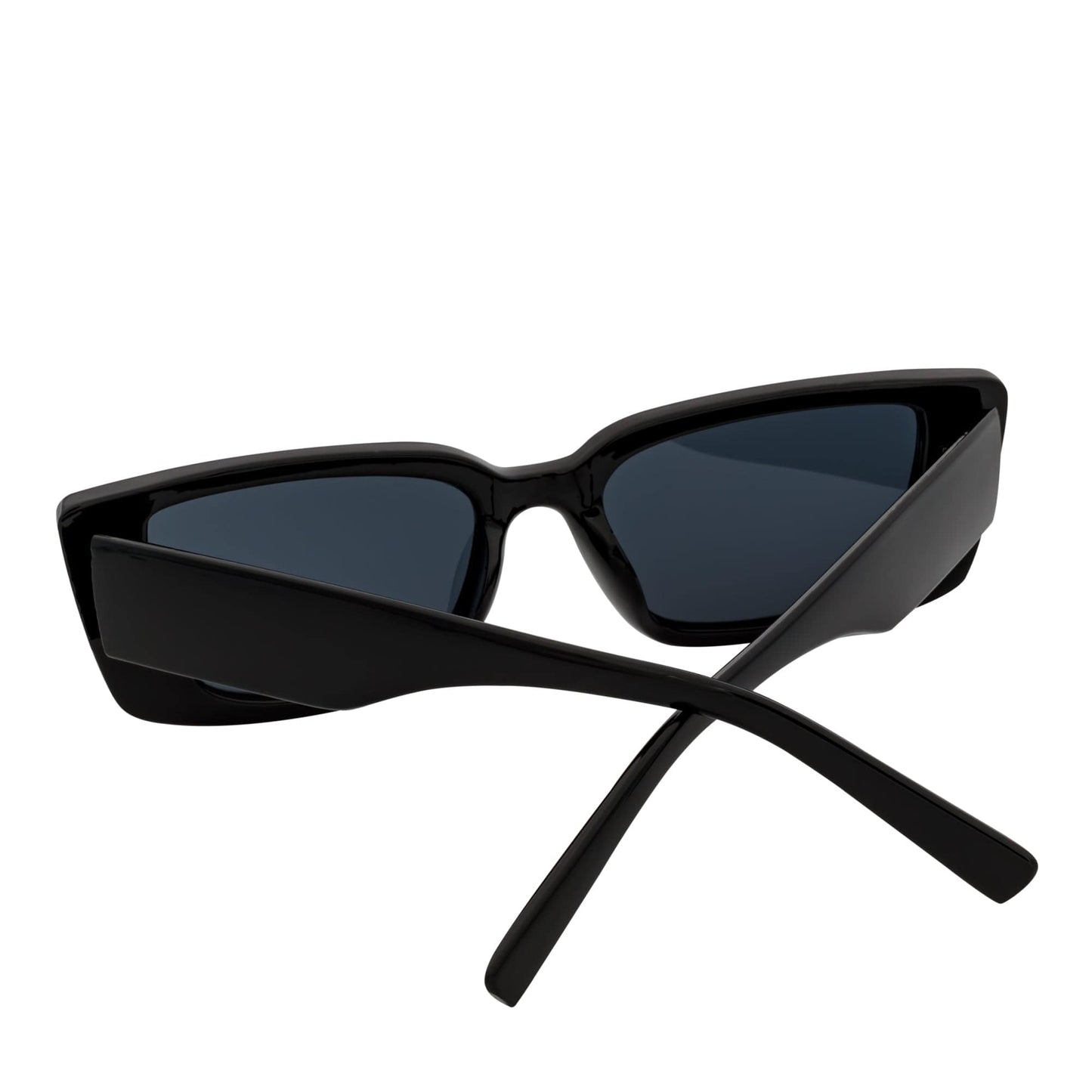 MODCAT - Small Cat Eye Rectangle Sunglasses 90s Fashion Gloss Black Smoke