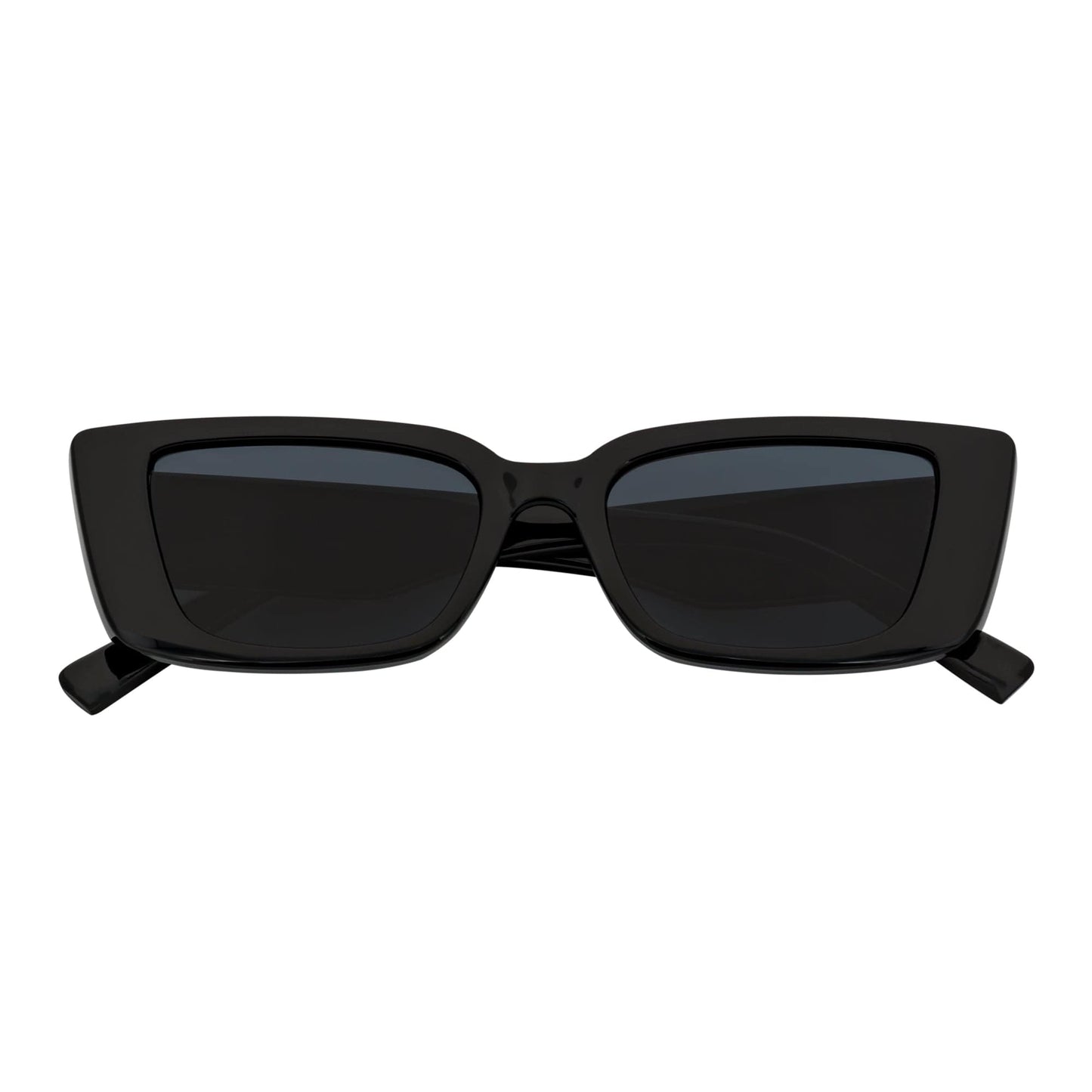 MODCAT - Small Cat Eye Rectangle Sunglasses 90s Fashion Gloss Black Smoke