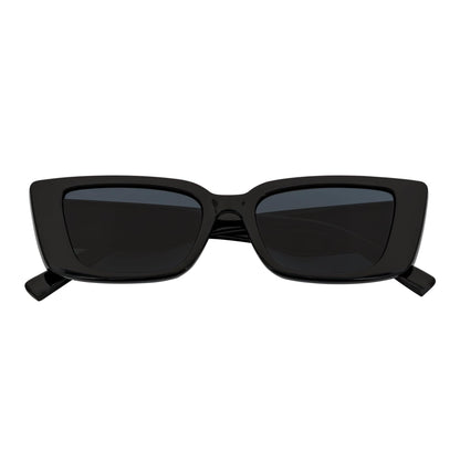 MODCAT - Small Cat Eye Rectangle Sunglasses 90s Fashion Gloss Black Smoke