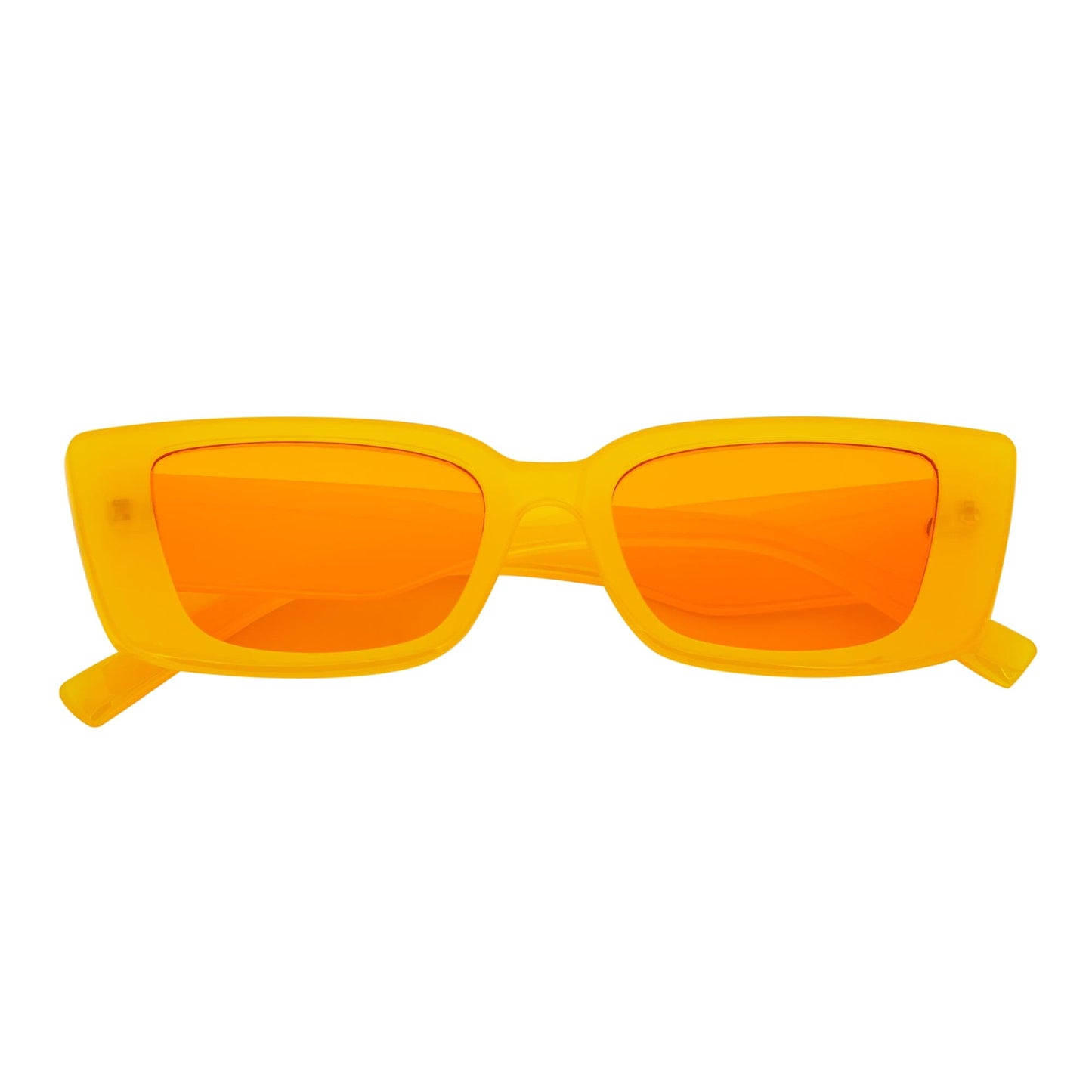 MODCAT - Small Cat Eye Rectangle Sunglasses 90s Orange Frame Orange Lens