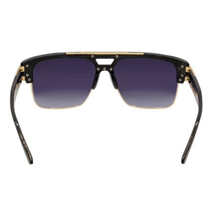 MONARCH - Square Semi-Rimless Two-Tone Metal Accent Black Gold Lavender Fade