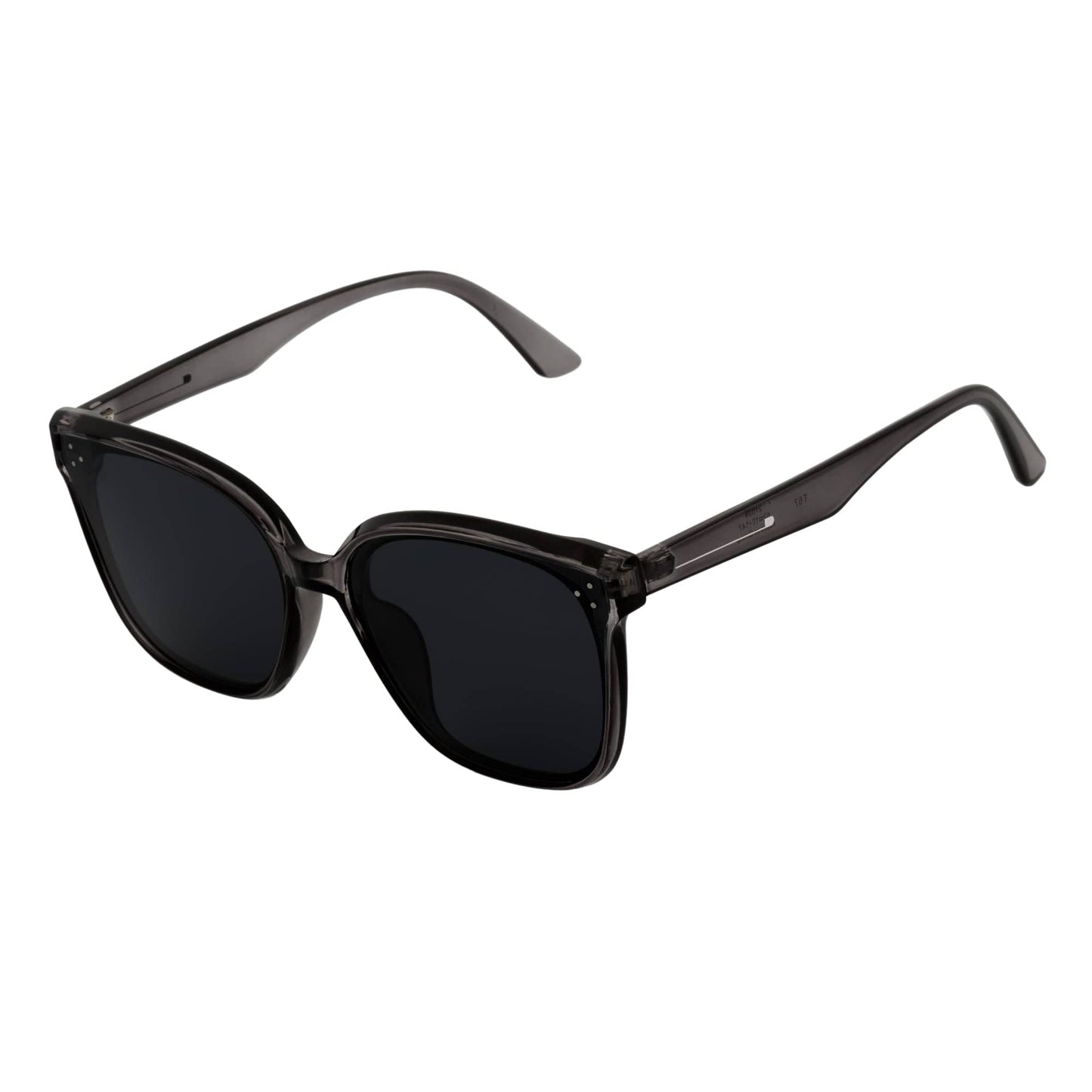 MYA - Polarized Womens Oversize 3 Pin Cat Eye Sunglasses Clear Gray Smoke